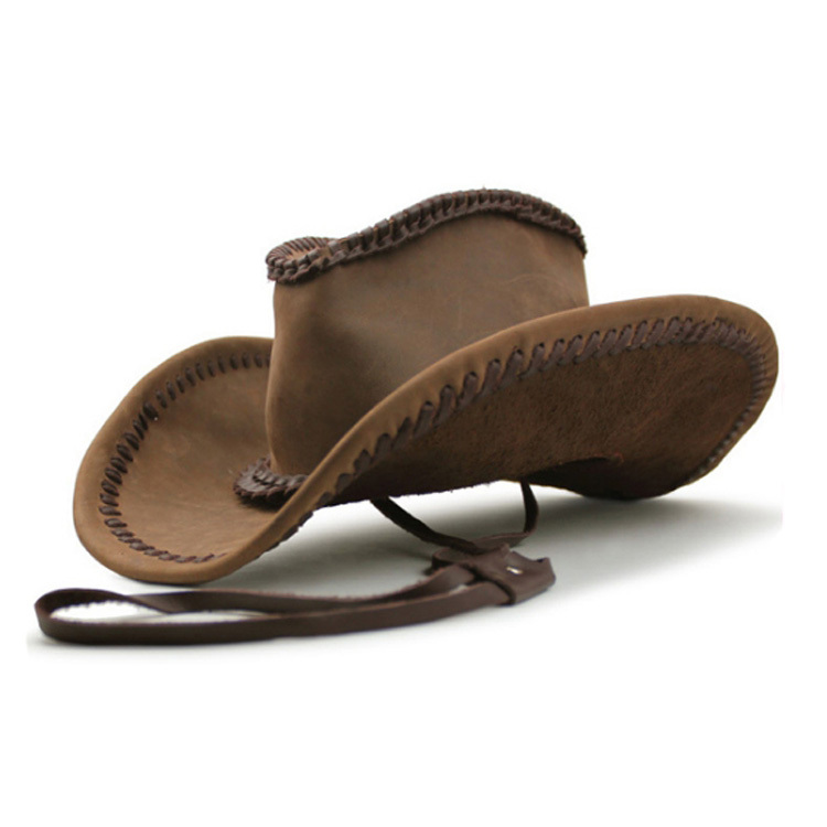 Brown Leather Cowboy Hat of Made