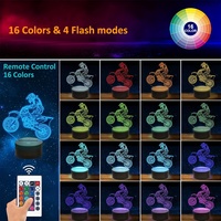 Lampe de nuit illusion 3D 16 couleurs personnalisée bon marché décoration LED veilleuse acrylique filles chambre décor coloré LED veilleuse