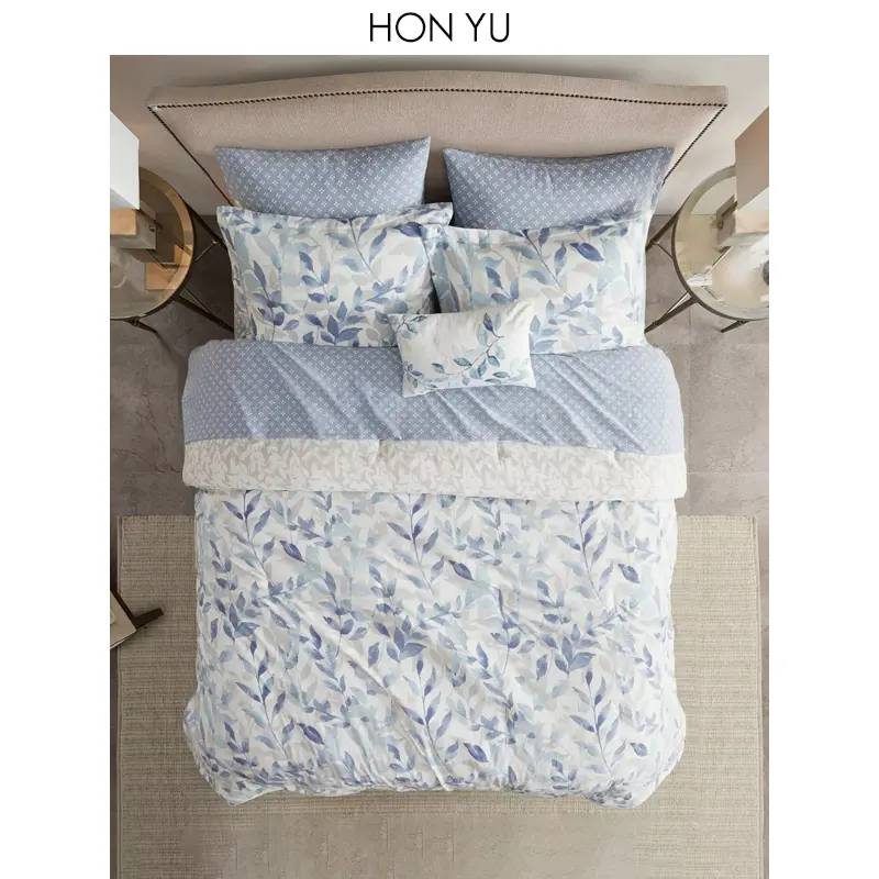 OEKO-TEX Certified 8 Pieces Reversible Complete Comforter Bedding Set for All Season