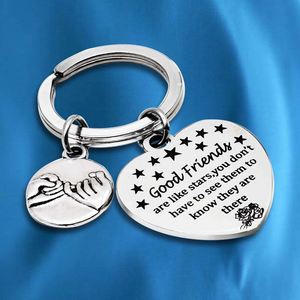 Porte-clés personnalisé avec inscription, porte-clés pour bon ami, porte-clés en acier inoxydable avec inscription 'Main dans la main', cœur - Product Image 3