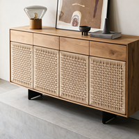 Buffet en bois sur mesure de style Mid-Century pour salon et appartement, personnalisation complète de la maison, vente en gros