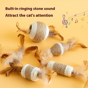 Nouvelle boule de sisal de jouet de chat écologique avec le son d'auto-meulage de plume pour des chatons - Product Image 4