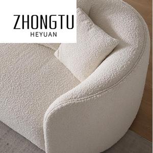 โซฟาผ้าบุคล้ายขนแกะ รุ่นโมเดิร์น คอมฟอร์ท 3-4 ที่นั่ง สีขาว สำหรับห้องนั่งเล่นในร่ม รูปทรงตัวแอล ดีไซน์โค้งมน เหมาะสำหรับโรงแรม - Product Image 4