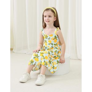 Vestido sin mangas para niñas, cintura elástica, cuello redondo, corte en A, tejido transpirable, ropa informal de verano - Product Image 5