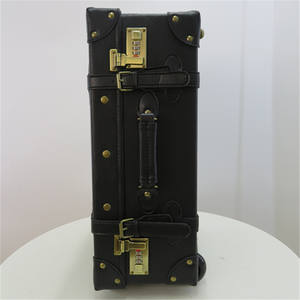 <span class=keywords><strong>Valise</strong></span> à roulettes en cuir à <span class=keywords><strong>2</strong></span> <span class=keywords><strong>roues</strong></span> pivotantes de style vintage pour <span class=keywords><strong>cabine</strong></span> - Product Image 3