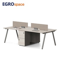 Bureau de travail modulaire en bois pour 6 personnes EGROspace Projects, table d'ordinateur moderne avec pieds en métal carrés