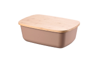 Conteneur de rangement pour pain de grande capacité en gros, boîte à pain en plastique pour la cuisine, boîte à pain avec couvercle en bambou