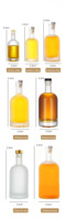 Botella de Vidrio Estilo Nórdico de 50ml, 100ml, 200ml, 375ml, 500ml, 750ml y 1L para Vodka, Whisky, Ginebra, Brandy, Tequila y Aceite de Oliva con Tapón de Corcho