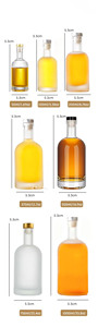 Bouteille en verre de style nordique pour vodka, whisky, gin, brandy, tequila, huile d'olive avec bouchon, disponible en 50 ml, 100 ml, 200 ml, 375 ml, 500 ml, 750 ml, 1 L - Product Image 5