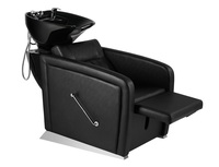 Chaise de lavage de cheveux moderne et confortable avec lavabo en céramique réglable, en cuir PVC, équipement de salon de coiffure et de beauté
