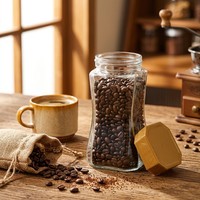 Pot de stockage en verre transparent pour grains de café instantanés lyophilisés épaissis, pot à thé et bonbons, bouteille distributrice, boîte scellée pour poudre de café