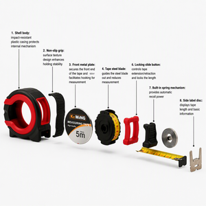Metro a Nastro in Acciaio con Scala in Pollici e Piedi, con Custodia in Gomma - Product Image 1