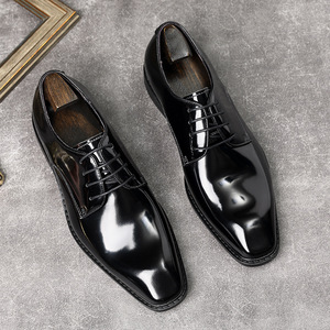 Zapatos de cuero hechos a mano para hombre, zapatos formales de negocios, piel de vacuno de primera calidad con cordones y patrones grabados, zapatos para hombre - Product Image 6