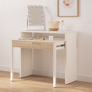 EN71 ASTM D6007 OEM Düz Paket Modern Minimalist Yer Tasarruflu Beyaz Meşe Masa Genişletilebilir Konsol Bilgisayar Çalışma Masası Depolama Alanlı MDF - Product Image 3