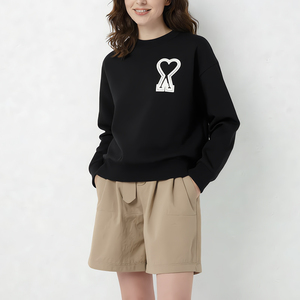 Nuova <span class=keywords><strong>Felpa</strong></span> Unisex AMI <span class=keywords><strong>con</strong></span> Etichette, Girocollo, Maniche Lunghe, 100% Cotone, Grande Applicazione a <span class=keywords><strong>Cuore</strong></span> Ricamata, Logo Personalizzabile Disponibile - Product Image 1