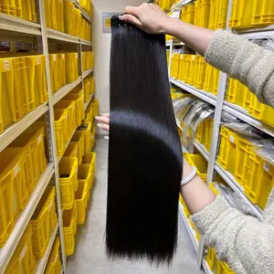 Fornecedores por atacado de extensão de cabelo humano 12A grau cabelo liso duplo desenhado grande loja pacotes de cabelo brasileiro cru não processado