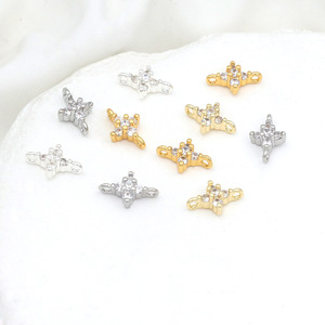 จี้รูปใบโคลเวอร์สี่แฉก ทอง 18k เงินแท้ ประดับเพชรซิคอน สำหรับทำเครื่องประดับ DIY สร้อยคอ ต่างหู 男女兼用 - Product Image 2