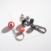 Porte-clés créatif en forme de dés de billard, pendentif numérique mignon, breloque de sac et décor pour sangle de téléphone
