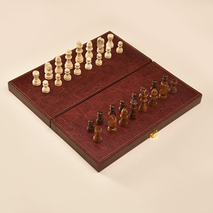 3 in 1 Leather Wooden Box <strong>Chess</strong> <strong>Set</strong> <strong>Mini</strong> Pocket Folding <strong>Chess</strong> Figures <strong>Set</strong> for High Quality <strong>Chess</strong> Travel Gift - Product Image 4