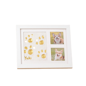 <span class=keywords><strong>Cadre</strong></span> double affichage pour empreintes de mains et de pieds de bébé ou d'animal de compagnie, kit d'impression en argile ou d'encre, souvenir photo en MDF, cadeau pour chambre d'enfant - Product Image 1
