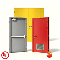 Puerta Cortafuego de Acero Personalizada con Herrajes Antipánico UL, Insonorizada, Metálica, para Hospitales, Pasillos Escolares, Entrada, de Fábrica