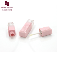 Portable Unique Design 4ml Forme Carrée Dégradé Rose Dégradé Noir Lipgloss Tube D'huile À Lèvres