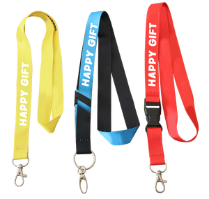 HAPPY GIFT Custom Printed Polyester ID Lanyard Outdoor Sports Decoration Full Color Screen Neck Polyester Lanyard