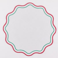 Nouveau Set de Table Brodé en Polyester en Forme de Fleur Ondulée pour la Décoration de Noël à Domicile - Vente en Gros