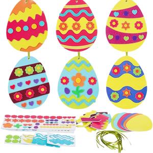 Tarjetas de papel con diseño de huevos de Pascua, recortes de huevos de Pascua con cinta para colgar, recortes artesanales de huevos con patrones coloridos, adorno de etiqueta de Pascua - Product Image 5