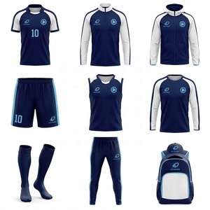 Ensemble d'uniformes de football personnalisés bleu marine et blanc sans manches 2026 – Kit complet maillot, short, chaussettes, survêtement pour chapeau, sac à dos, professionnel - Product Image 2