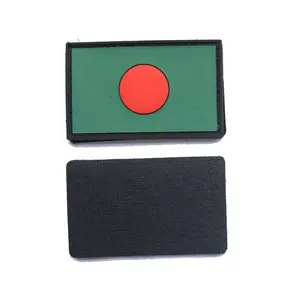 rectangular silicone rubber soft plastic PVC silicone rubberized rubberize Bengalese Bengali Bengal flag patch label for uniform