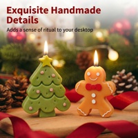 Ensemble cadeau de bougies de Noël, 4 pièces, bougies parfumées en cire de soja avec motifs mignons de Père Noël, bonhomme de neige, arbre de Noël, boîte cadeau pratique
