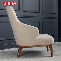 Fauteuil en bois à dossier haut avec accoudoirs, cadre en bois de frêne, mousse et tissu, style moderne classique de luxe, prix d'usine