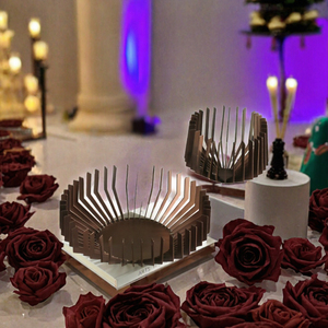 Modern 3D Radial Metal Decorative Tray Geometric Abstract Fruit Plate Artistic Ornament for Wedding Ramadan <b>Decor</b> - Product Image 2