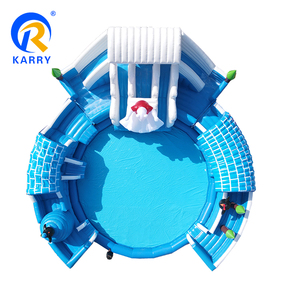 Thương mại nước lớn bơm hơi trắng gấu bắc cực công viên nước lâu đài kết hợp trượt nước với hồ bơi với quạt gió - Product Image 6