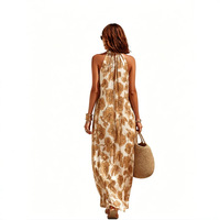 Nouvelle robe longue sans manches imprimée pour femme, style vacances européen et américain, élégante pour la plage