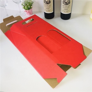 Hotsale nhà máy biểu tượng tùy chỉnh sóng 2 chai kraft giấy rượu vang tàu sân bay hộp với cửa sổ - Product Image 2