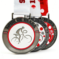 Médailles de récompense honorifiques en émail pour champions de course de VTT, avec logo personnalisé du fabricant, en métal, 90K 120K 160K, avec ruban