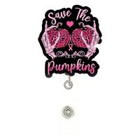 Accessoires de sensibilisation au cancer du sein, nouvelle collection 2026, rubans roses en acrylique, porte-badge, badge citrouille d'Halloween, fantôme