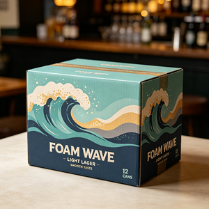 Boîte personnalisée pour bière artisanale Cold Brew, livraison express en 72h, carton ondulé recyclable, emballage papier pour 12 canettes ou bouteilles de vin - Product Image 3