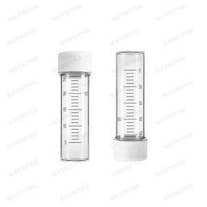 Flacon de culture en plastique Zhuji Medical de 25 ml, bouteille cylindrique graduée pour l'échantillonnage en laboratoire, stockage de réactifs, paquet de 50 pièces - Product Image 3