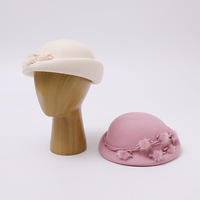 Béret en laine rose rétro pour femme, style Hepburn, avec pompon, pour l'automne et l'hiver, chapeau de luxe léger pour banquet et cérémonie de mariage