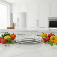 Service de table personnalisable de luxe en porcelaine fine, vaisselle en porcelaine blanche, ensemble d'assiettes en céramique écologiques pour hôtels et salons de thé