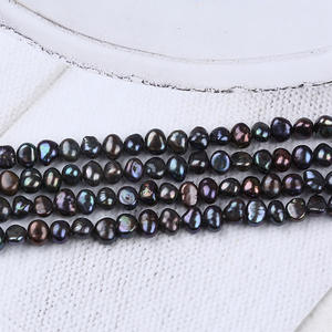 Perlas Naturales de Agua Dulce de 5-6 mm, Accesorios para Manualidades, Cuentas de Dos Caras con Orificio Lateral Ligero, Barrocas Negras para Diseño de Iluminación - Product Image 3