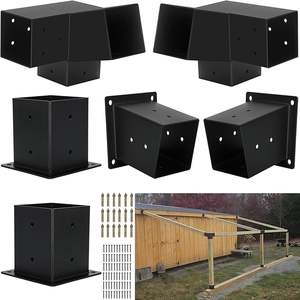 Kit gazebo pour <span class=keywords><strong>pergola</strong></span> d'extérieur en acier avec support de base et support d'angle droit à 3 voies pour <span class=keywords><strong>bois</strong></span> 4x4 - Product Image 1