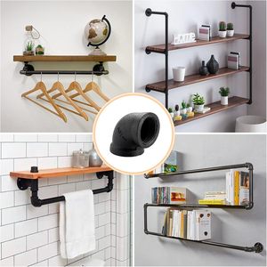 ข้อต่อท่อเหล็กสีดำขนาด 1/<span class=keywords><strong>2</strong></span> นิ้ว ข้องอสำหรับงานอุตสาหกรรม ข้องอท่อเหล็กสำหรับชั้นวางสไตล์สตีมพังก์ วินเทจ งาน DIY ประปา - Product Image 4