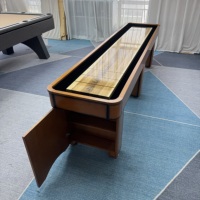 Table de shuffleboard avec cadre en verre trempé, table de jeu de luxe, surface de jeu en bois massif, logo personnalisé, taille personnalisée