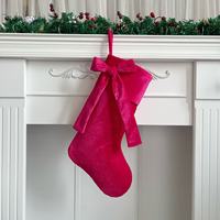 Nouvelle chaussette de Noël en velours avec nœud, à suspendre, pour la décoration de fête de famille, chaussettes de Noël personnalisées