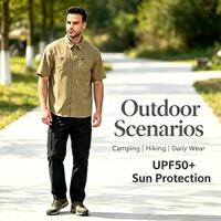 Kemeja Pancing Lengan Pendek Pria OEM Custom UPF50+ Anti UV, Cepat Kering, Bernapas, Panel Jala, untuk Hiking dan Camping Outdoor