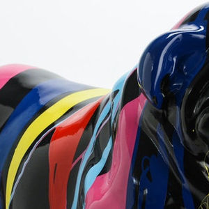 Statue de chien <span class=keywords><strong>bouledogue</strong></span> <span class=keywords><strong>anglais</strong></span> <span class=keywords><strong>noir</strong></span>, en résine, Design artistique personnalisé avec gouttes de peinture, décoration extérieure, hauteur 17 pouces - Product Image 3